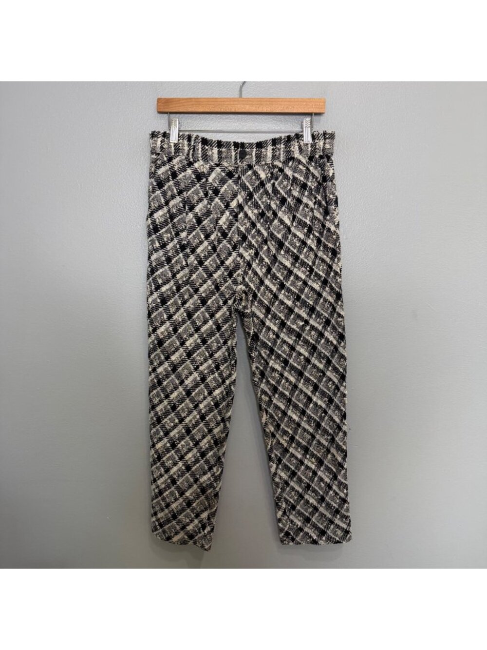 ORTTU men's plaid textured trouser pants size S